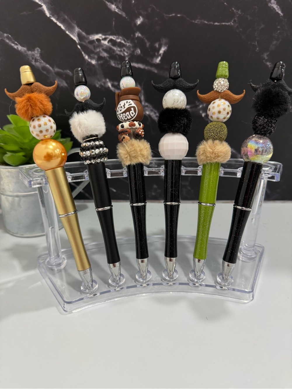 Decorative Mustache Top Pens  $11